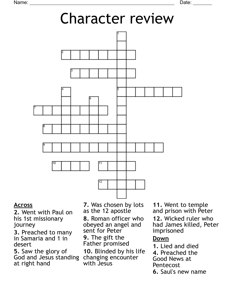 Character review Crossword