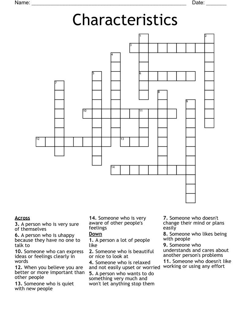Characteristics Crossword