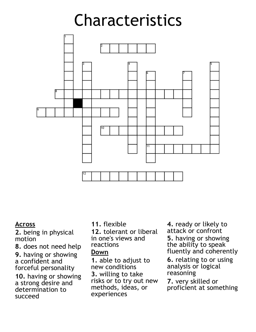 Characteristics Crossword