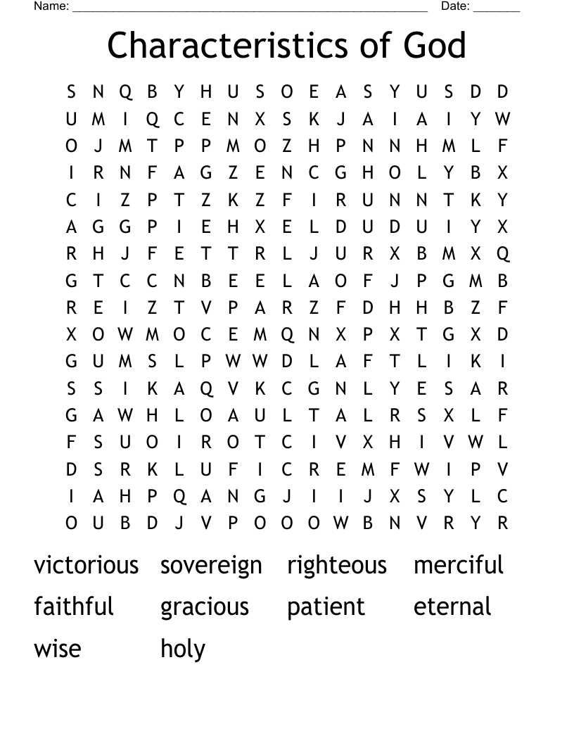 Characteristics of God Word Search