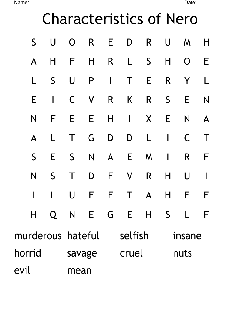 Characteristics of Nero Word Search
