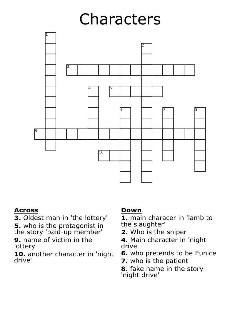 Characters Crossword