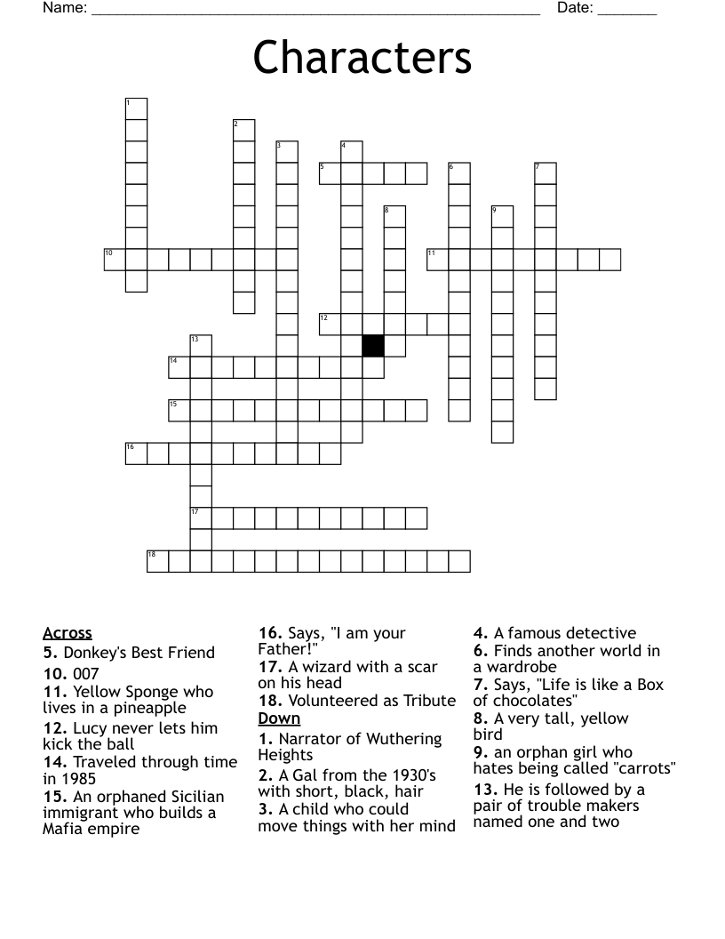 Characters Crossword