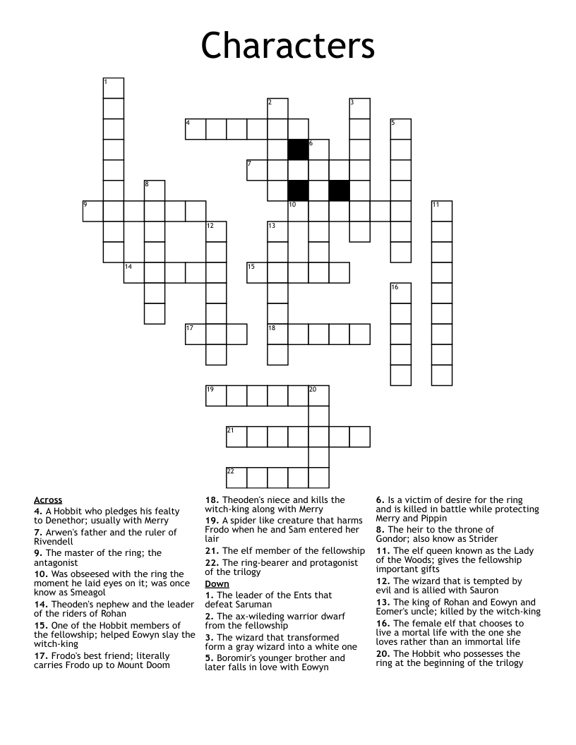 Characters Crossword