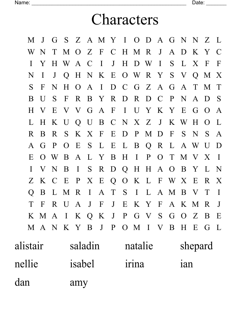 Characters Word Search