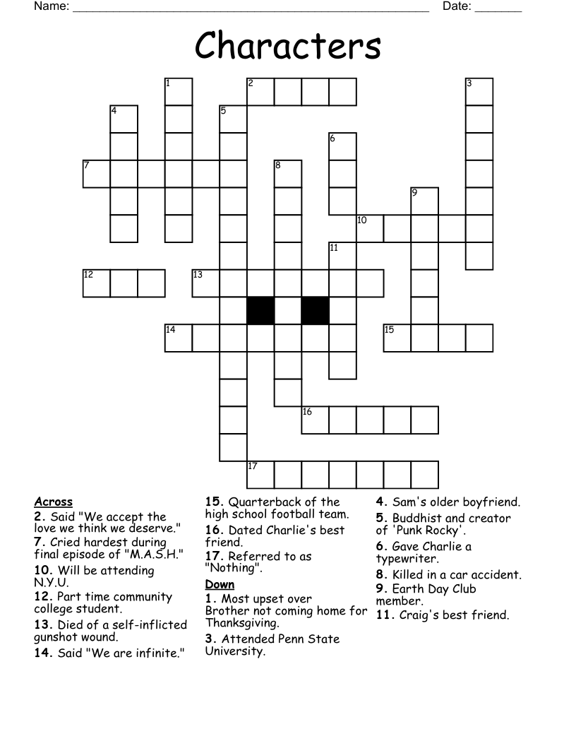 Characters Crossword