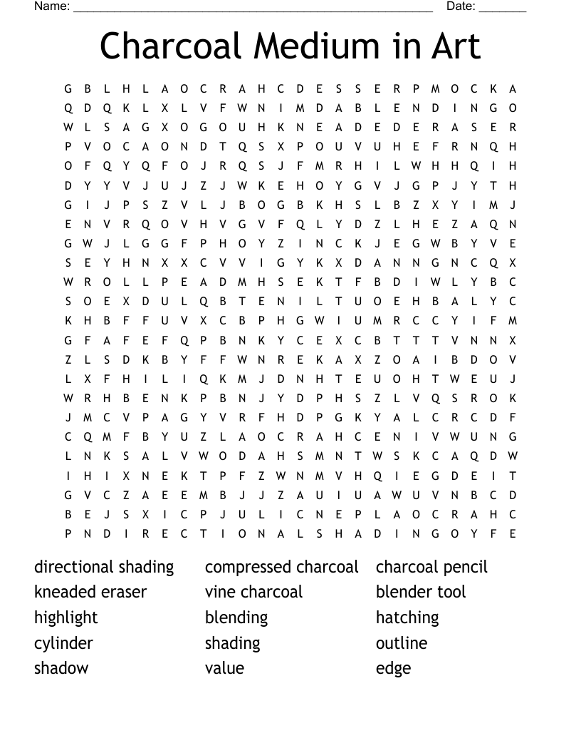 Charcoal Medium in Art  Word Search