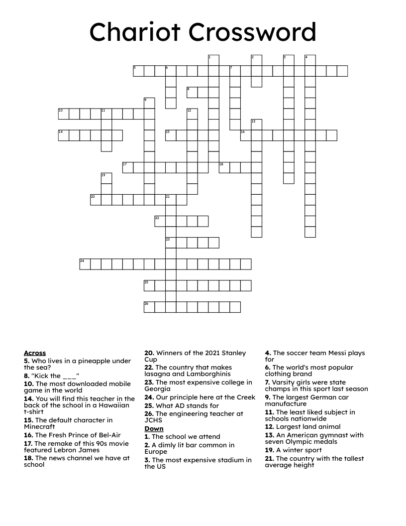 Chariot Crossword