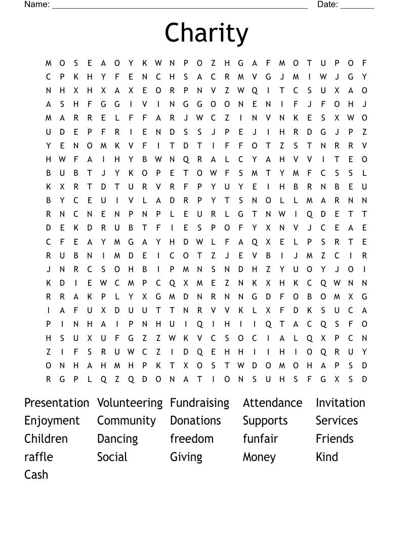 Charity Word Search