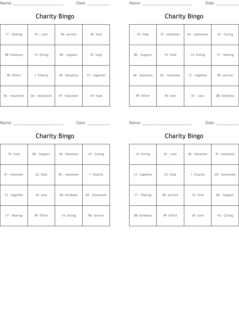 Charity Bingo