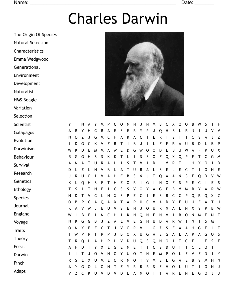 Charles Darwin Word Search