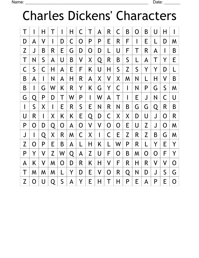 Charles Dickens' Characters Word Search