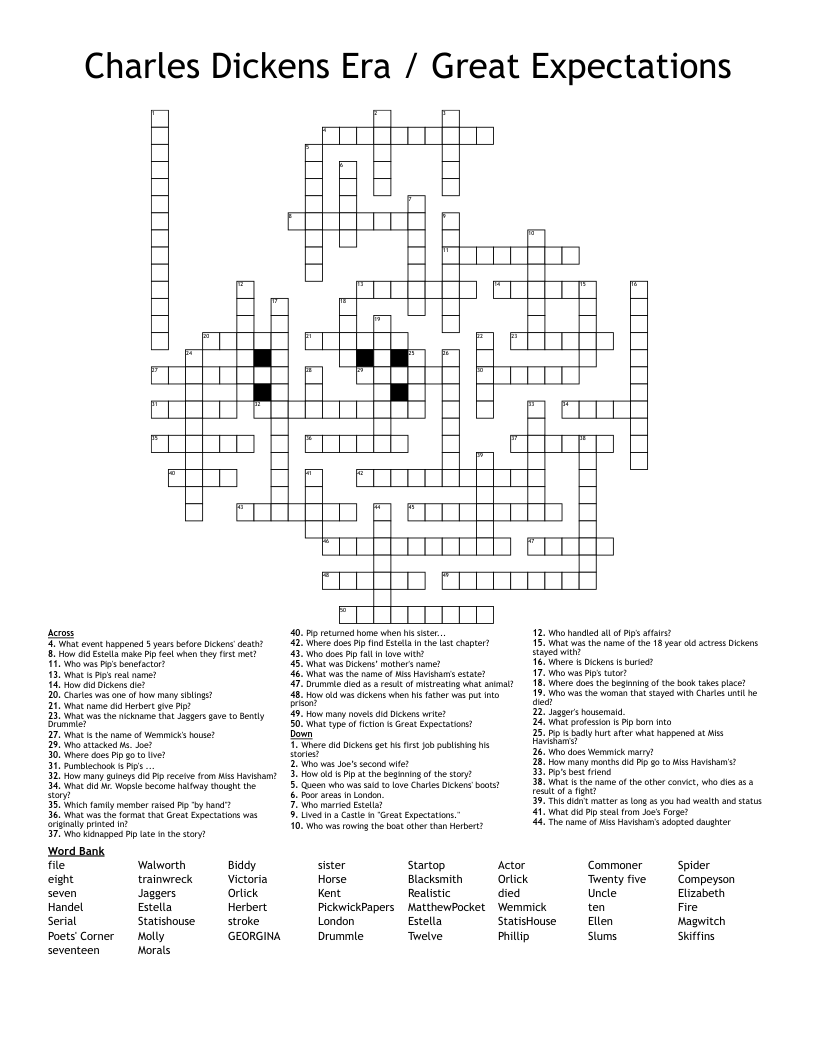 Charles Dickens Era / Great Expectations Crossword