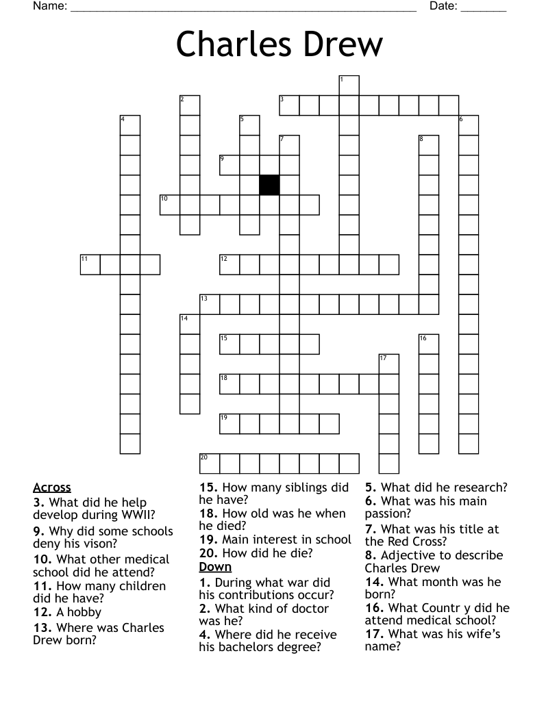 Charles Drew Crossword
