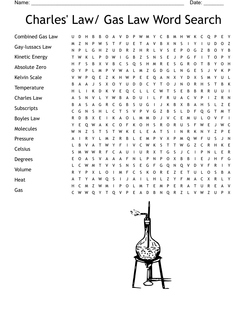 Charles' Law/ Gas Law Word Search