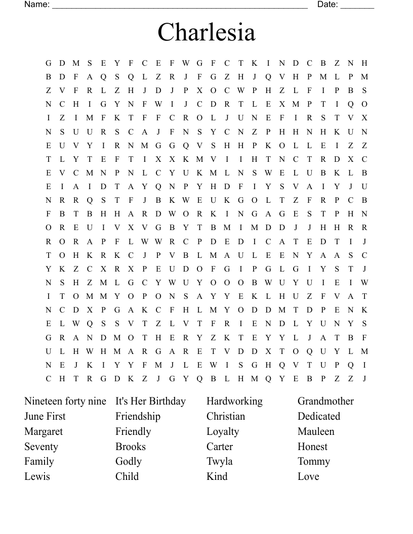 Charlesia  Word Search