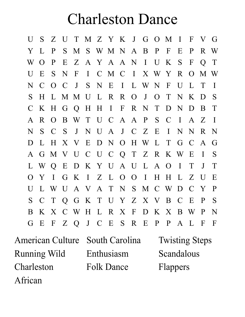 Charleston Dance Word Search