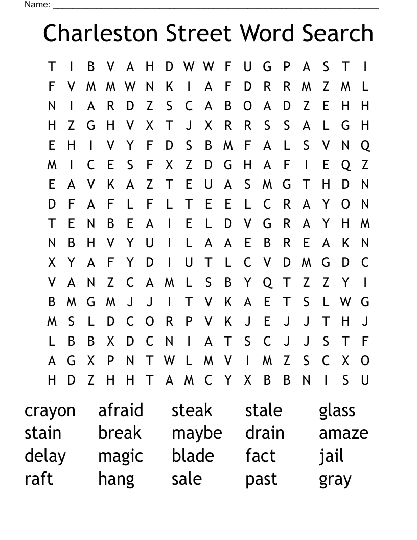 Charleston Street Word Search