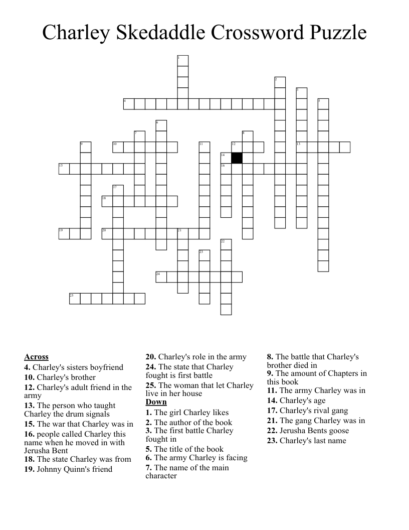 Charley Skedaddle Crossword Puzzle