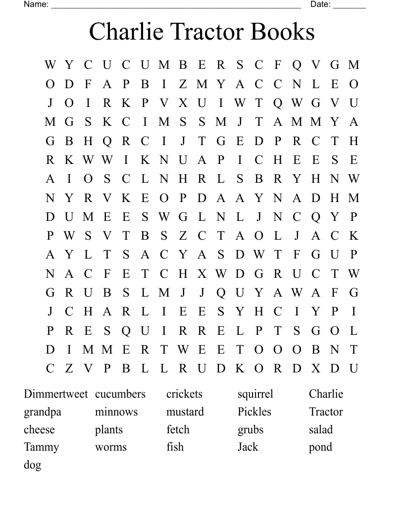 Charlie Tractor Books Word Search