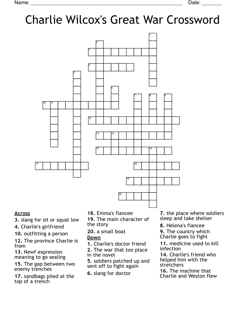 Charlie Wilcox's Great War Crossword