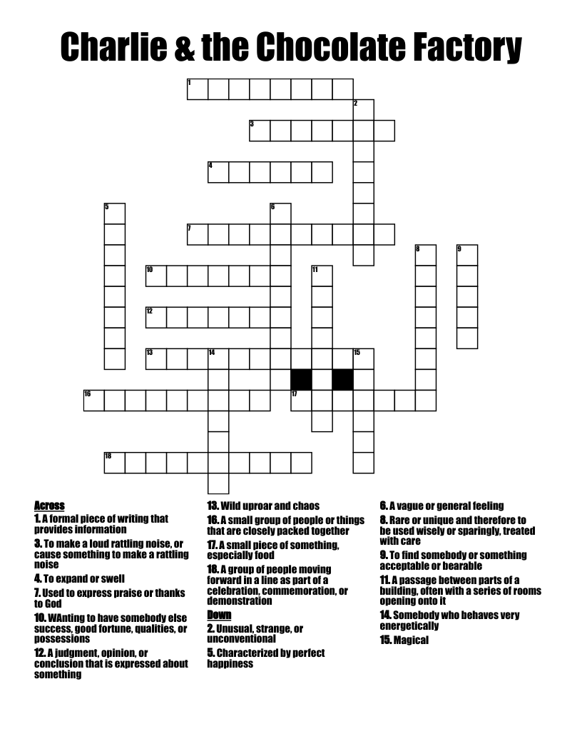 Charlie & the Chocolate Factory Crossword