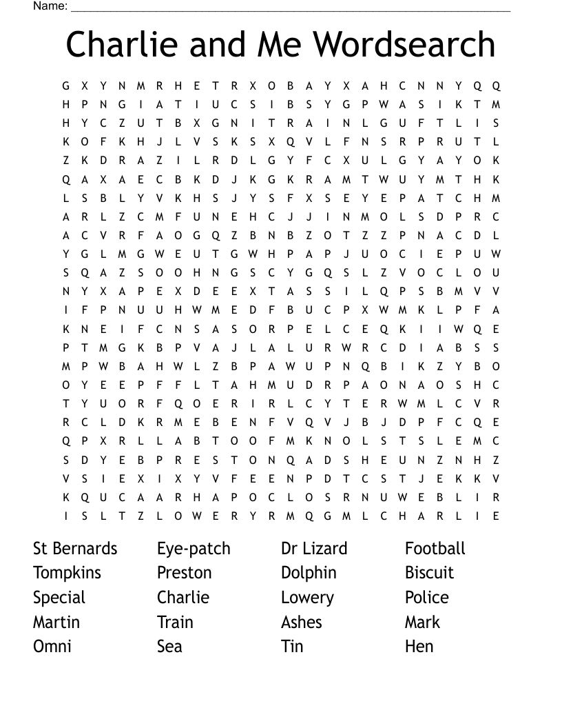 Charlie and Me Wordsearch