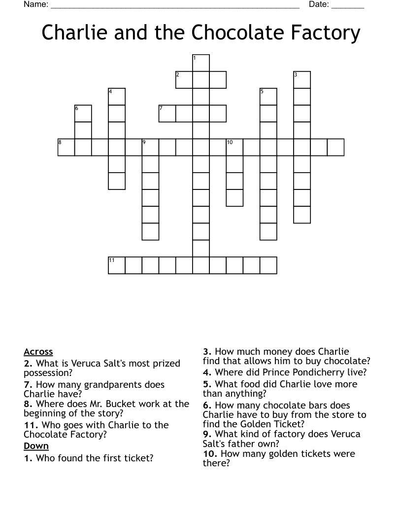 Charlie and the Chocolate Factory Crossword