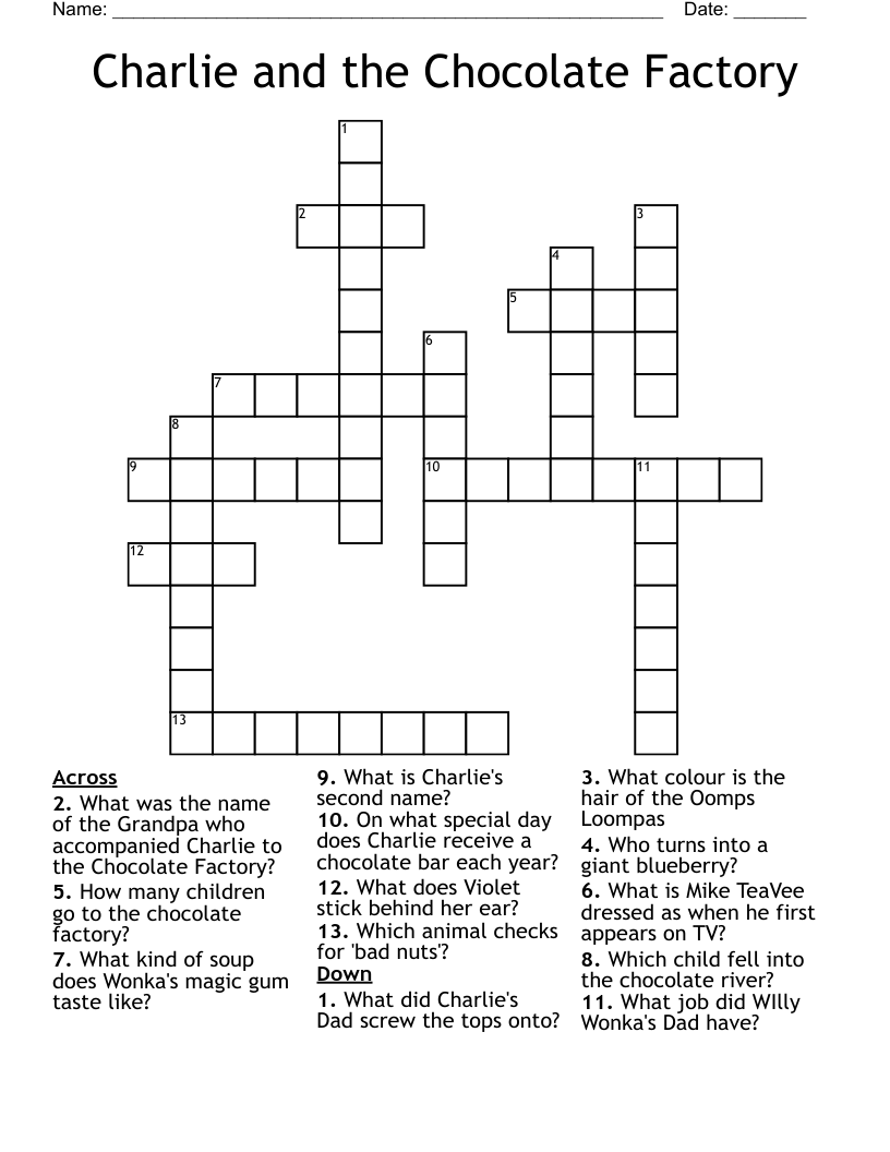 Charlie and the Chocolate Factory Crossword