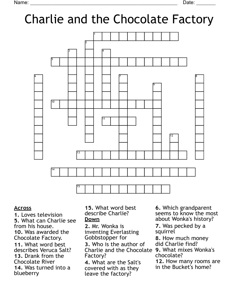 Charlie and the Chocolate Factory Crossword