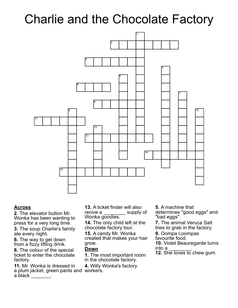 Charlie and the Chocolate Factory Crossword