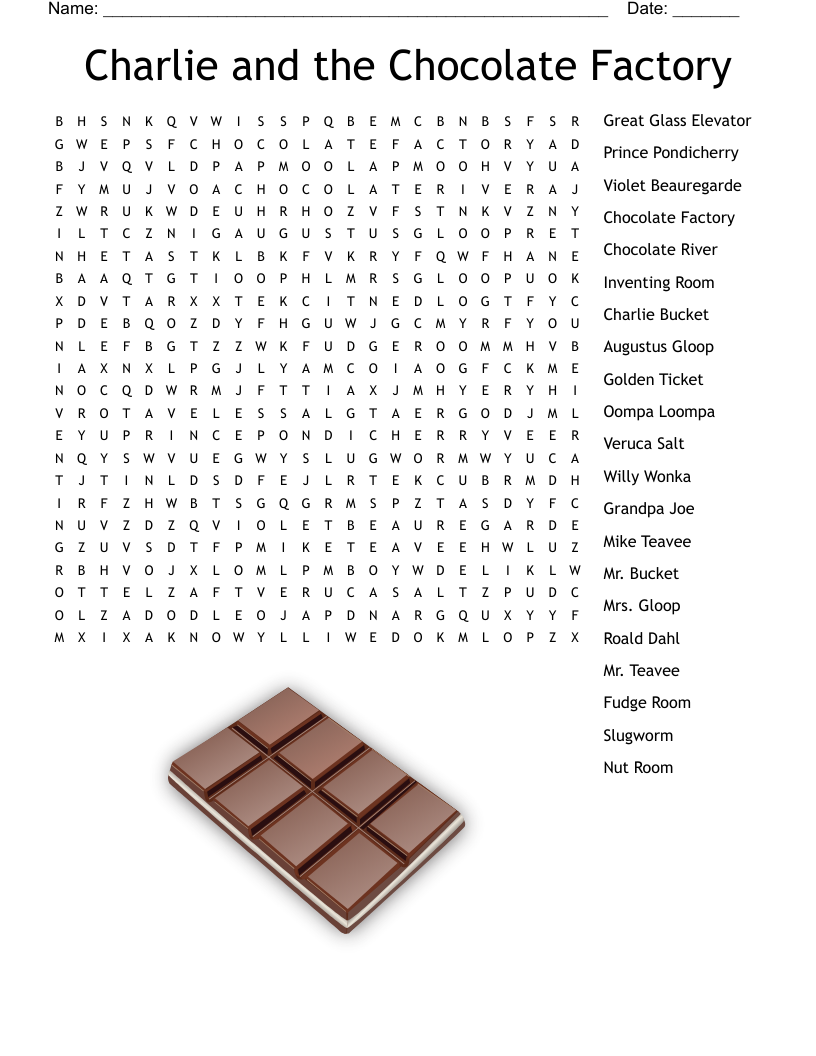 Charlie and the Chocolate Factory Word Search