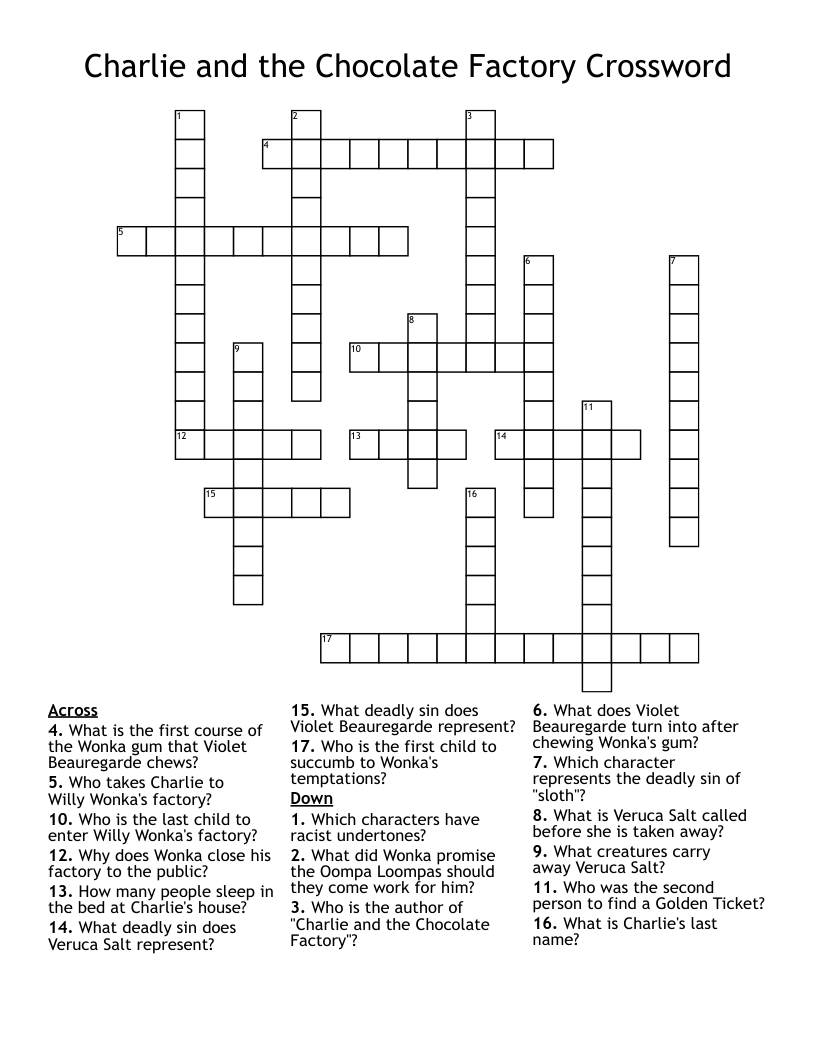 Charlie and the Chocolate Factory Crossword