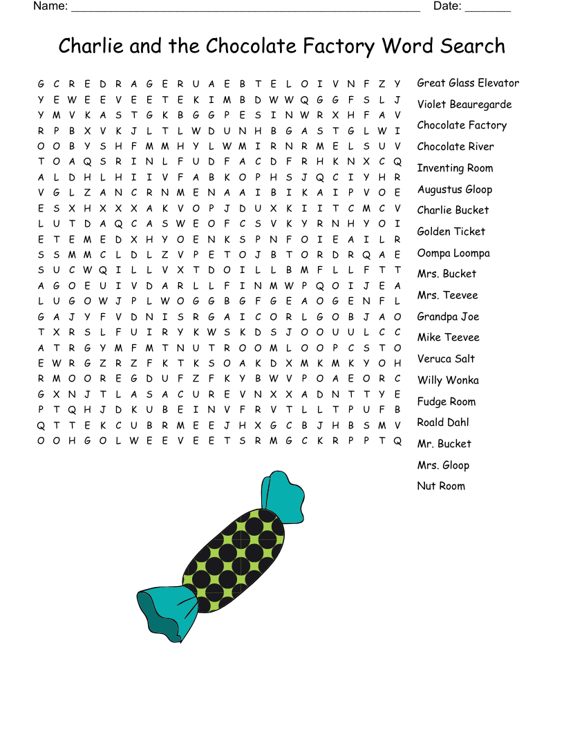 Charlie and the Chocolate Factory Word Search