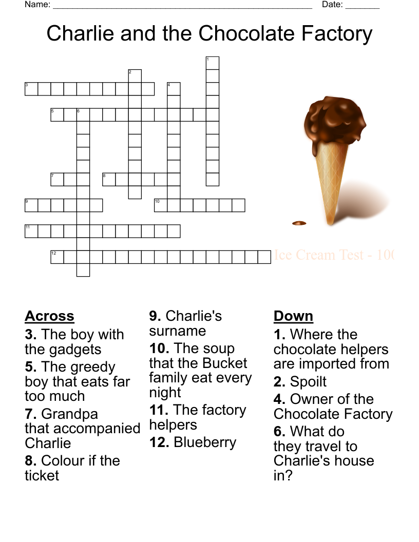 Charlie and the Chocolate Factory  Crossword