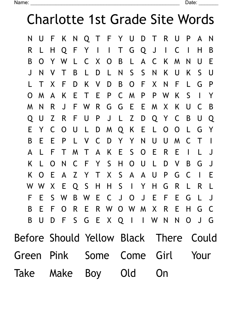Charlotte 1st Grade Site Words  Word Search