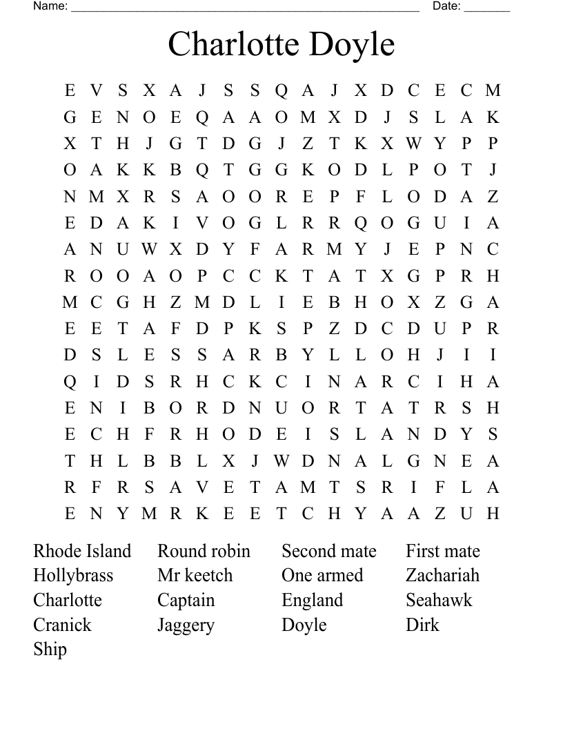 Charlotte Doyle  Word Search
