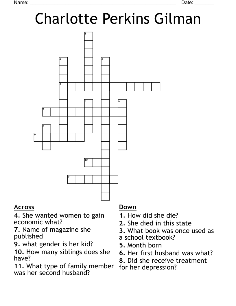 Charlotte Perkins Gilman Crossword
