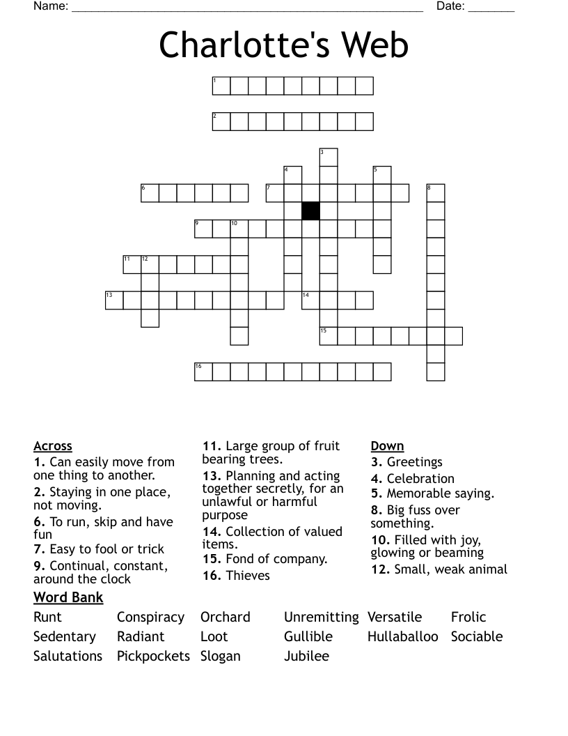 Charlotte's Web Crossword