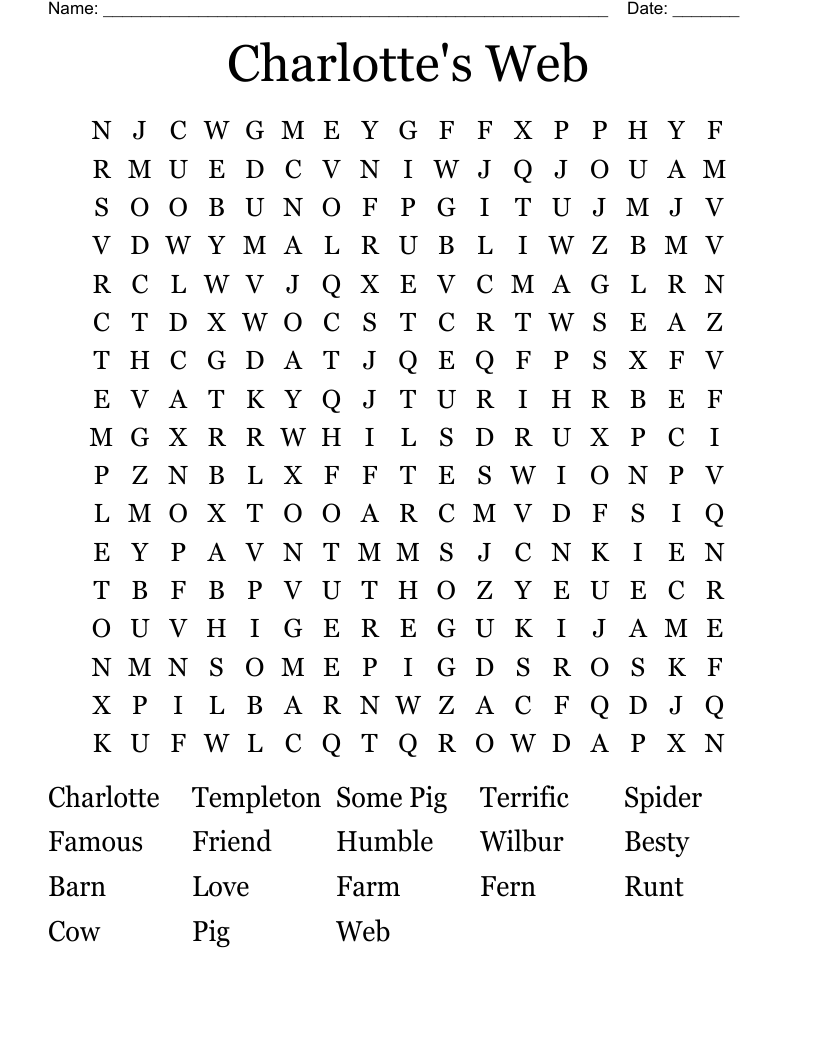 Charlotte's Web Word Search