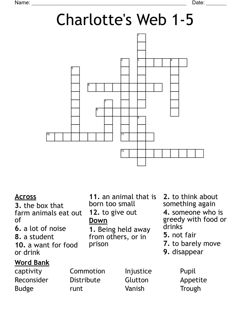 Charlotte's Web 1-5 Crossword