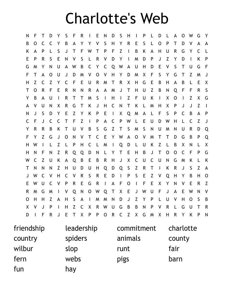 Charlotte's Web Word Search