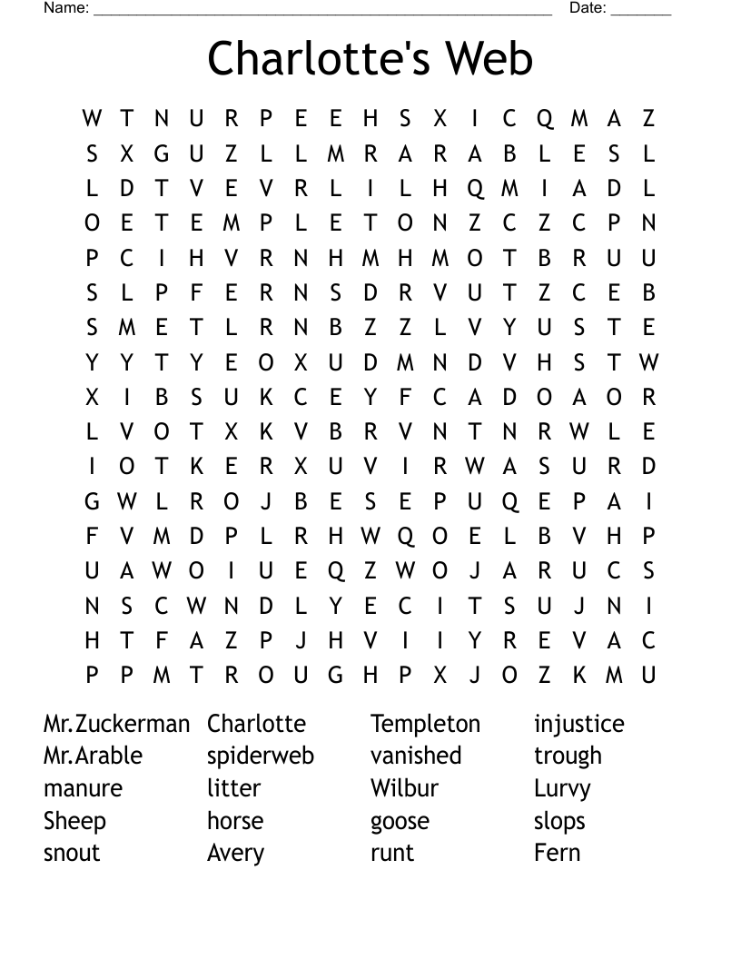 Charlotte's Web Word Search