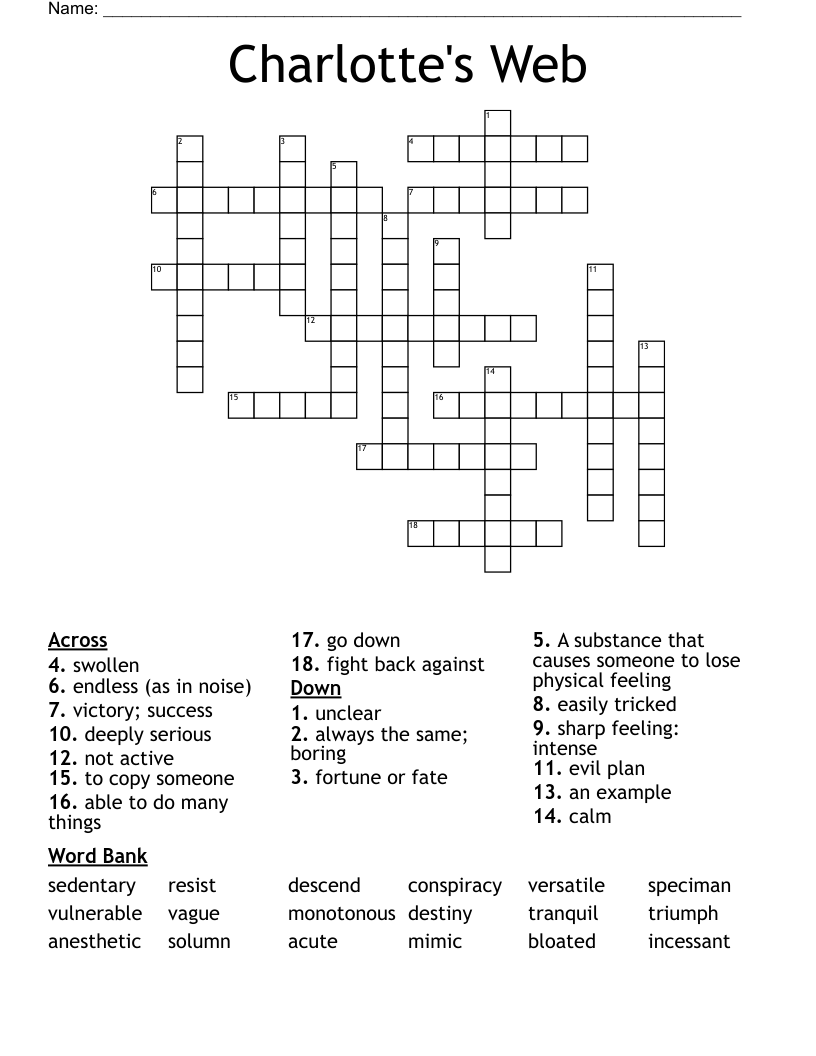 Charlotte's Web Crossword