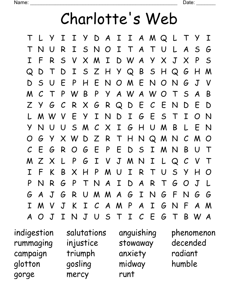Charlotte's Web Word Search
