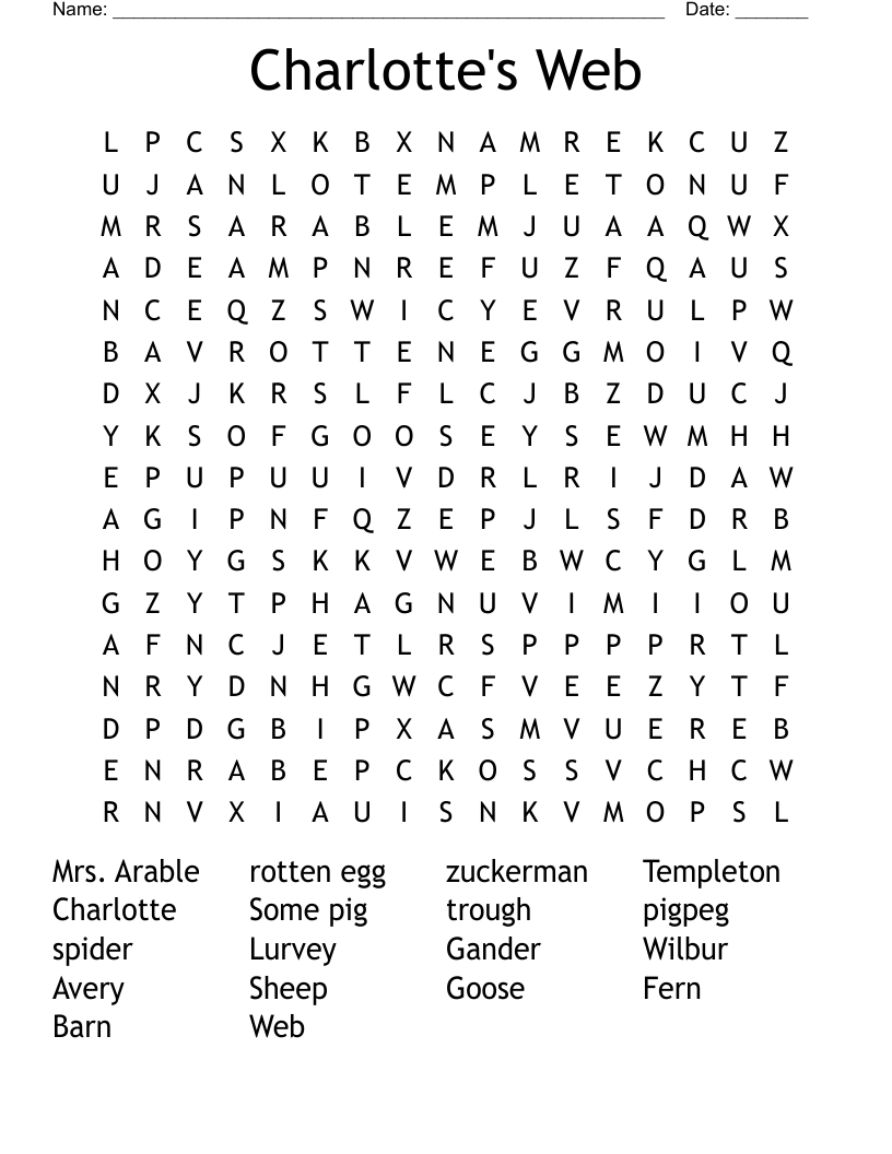 Charlotte's Web Word Search