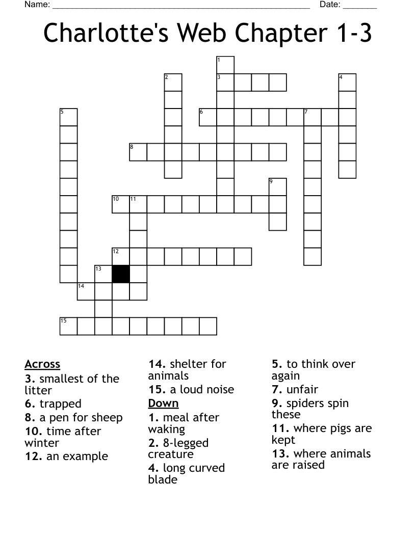 Charlotte's Web Chapter 1-3 Crossword