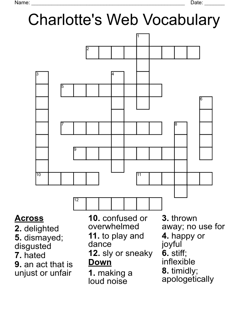 Charlotte's Web Vocabulary Crossword