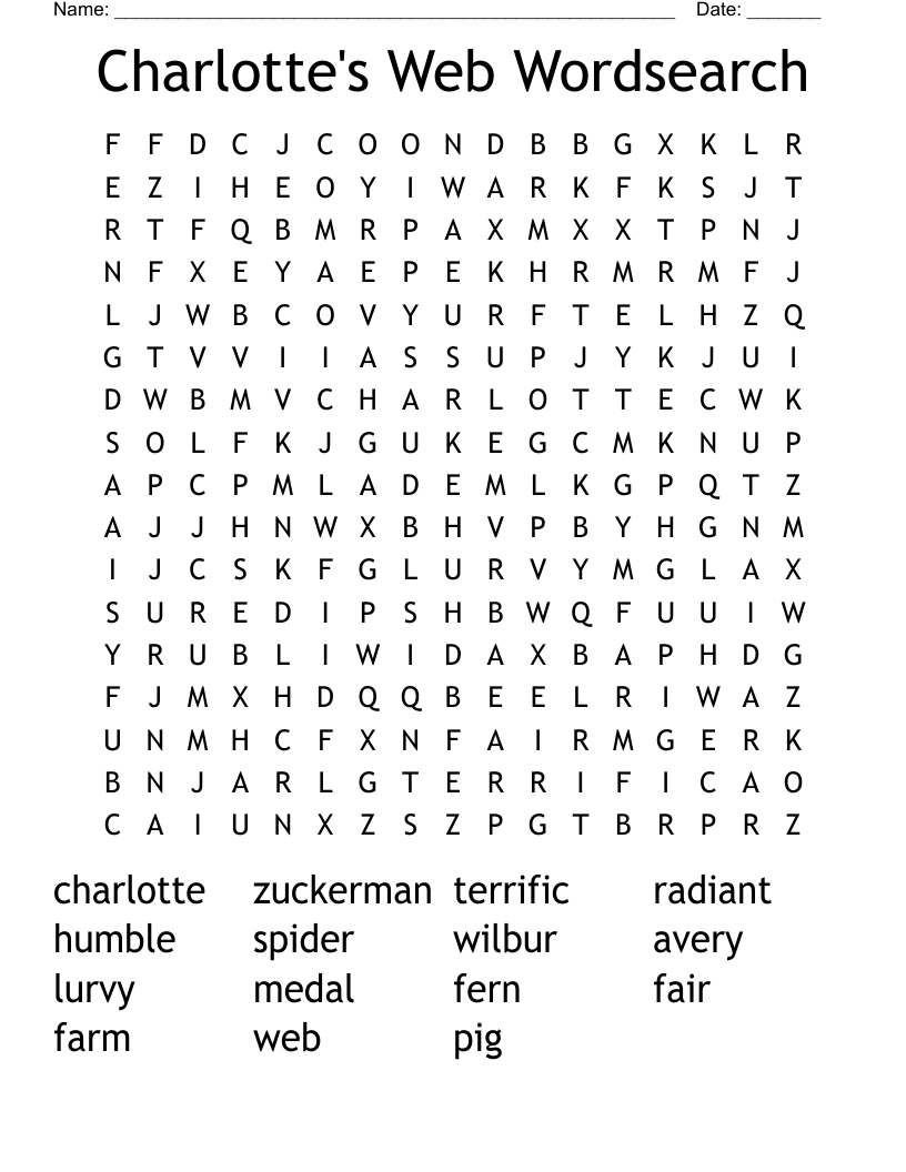 Charlotte's Web Wordsearch