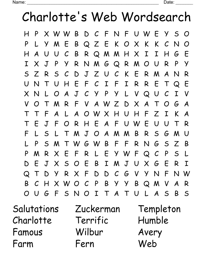 Charlotte's Web Wordsearch